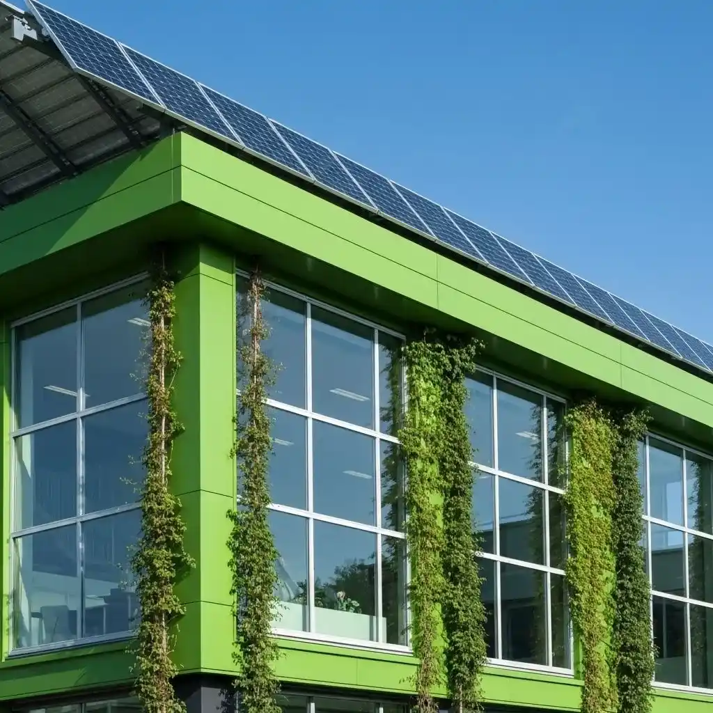 Nachhaltiges Gebäude mit Solarpanelen